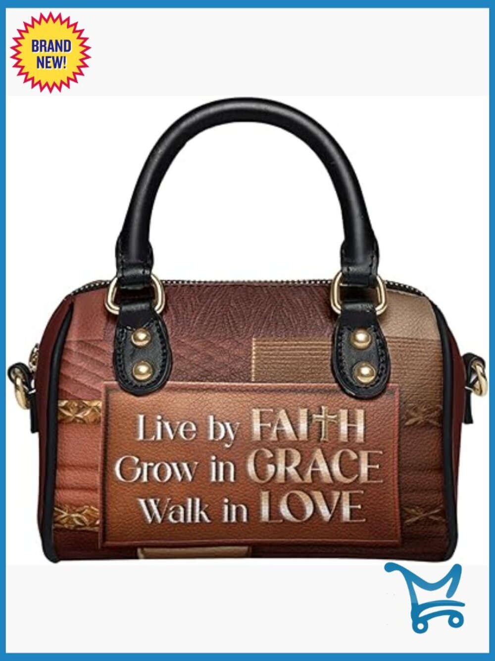 Mini Satchel Crossbody Bag - Premium Vegan Leather - Top Handle - Zipper Closure